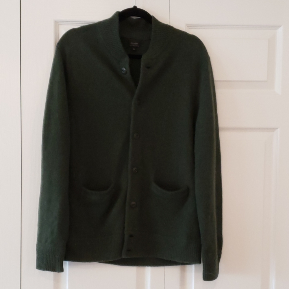 J Crew men's lambswool bomberjacket cardigan sz L